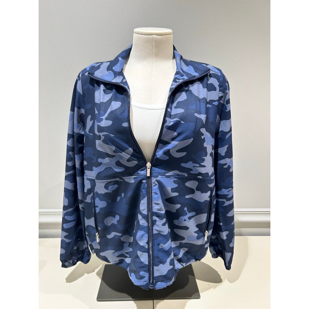 Chico’s Zenergy Zip-Up Jacket – Blue Camo – Size 1 (Medium)